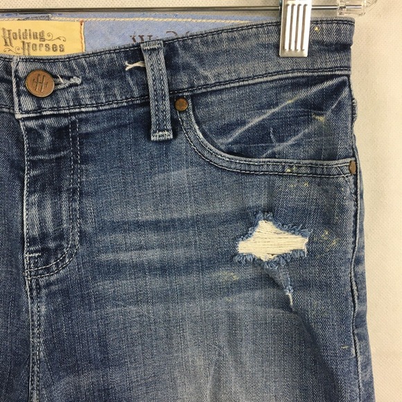 Holding Horses Anthropologie‎ Shorts Womens Sz 26 Blue Mid Rise Cut Off Denim - Picture 9 of 12